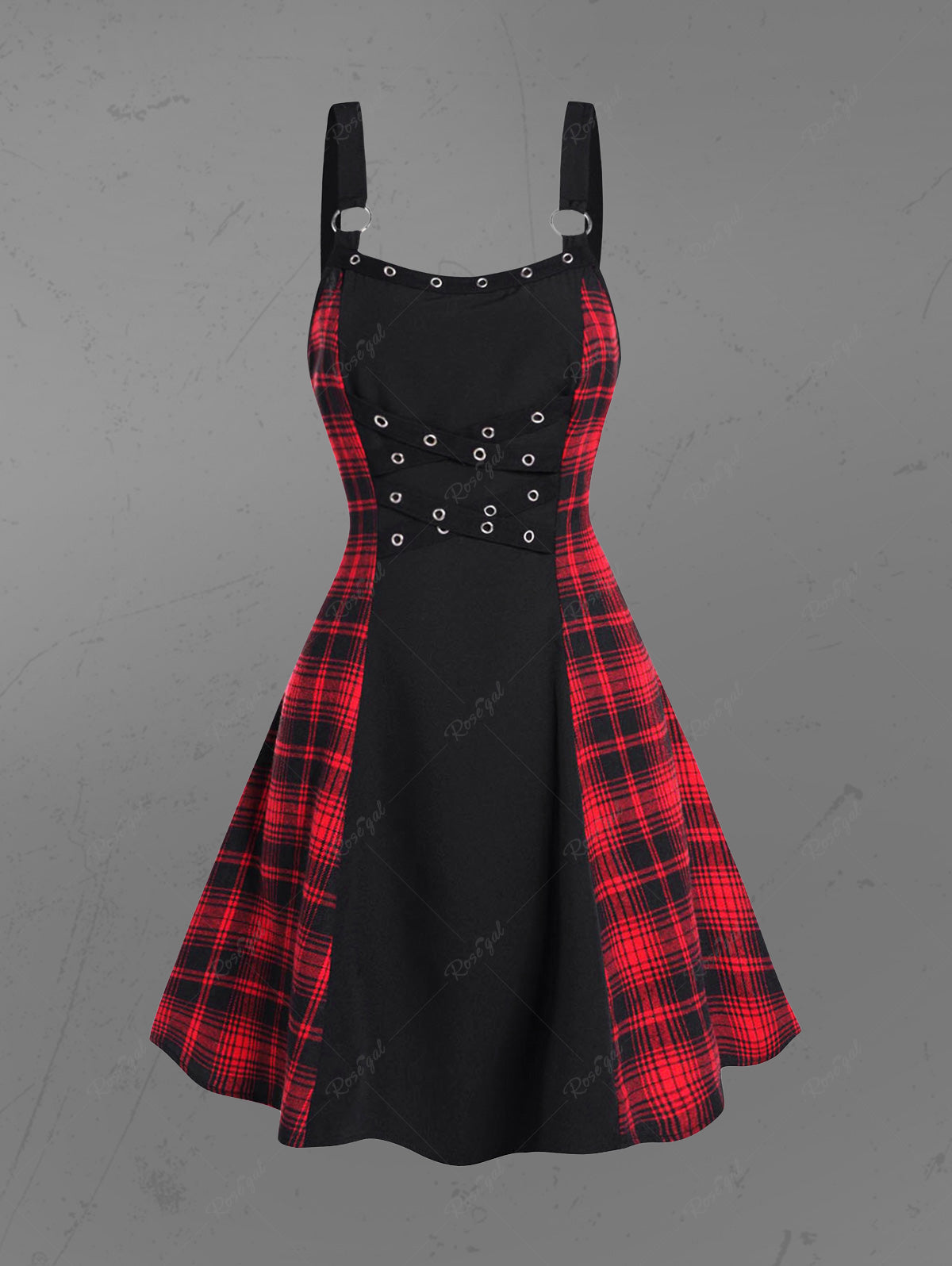 Grommet plaid shop mini dress