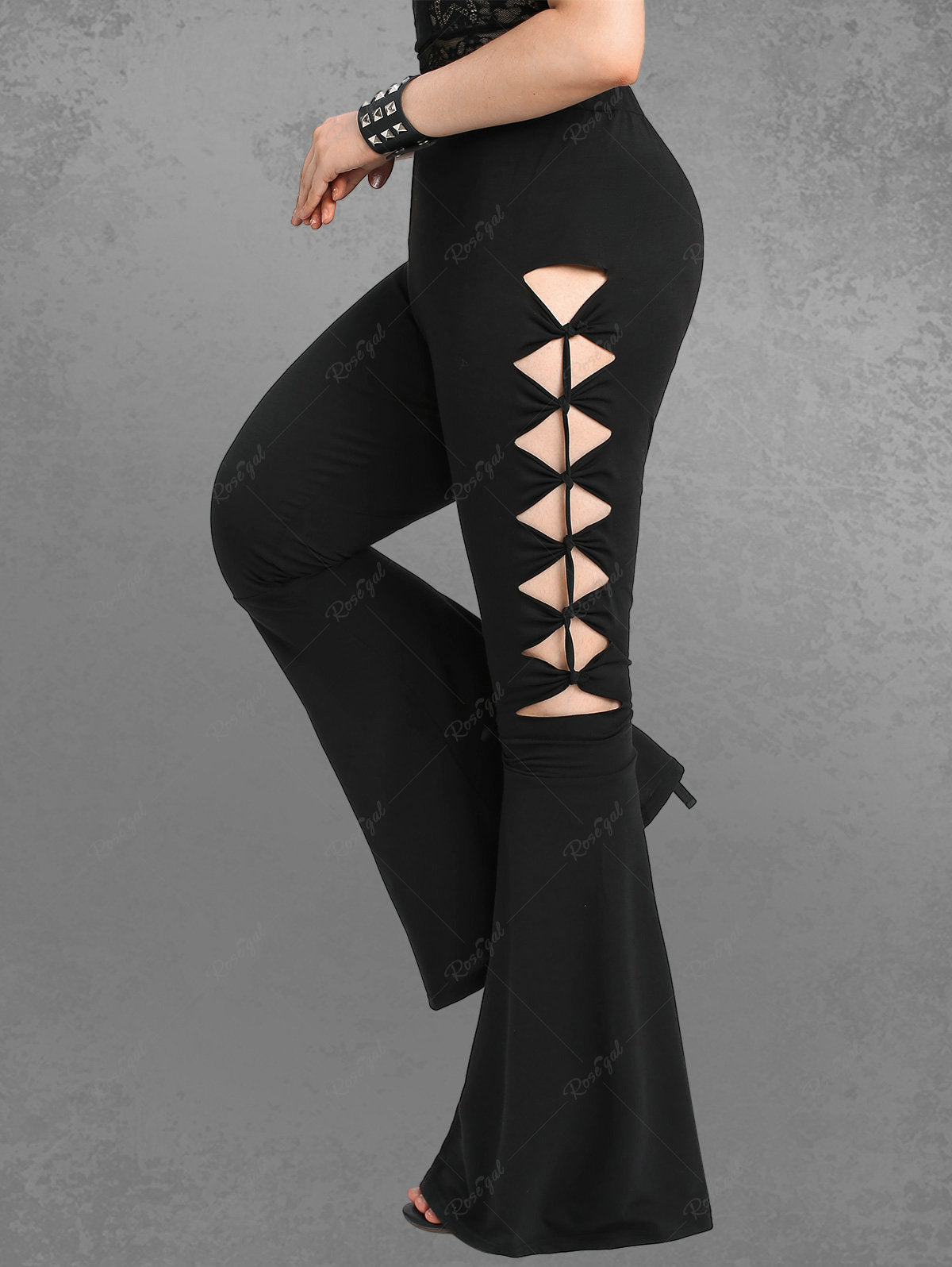 Black Women's Lace Up Flared Pants – GTHIC