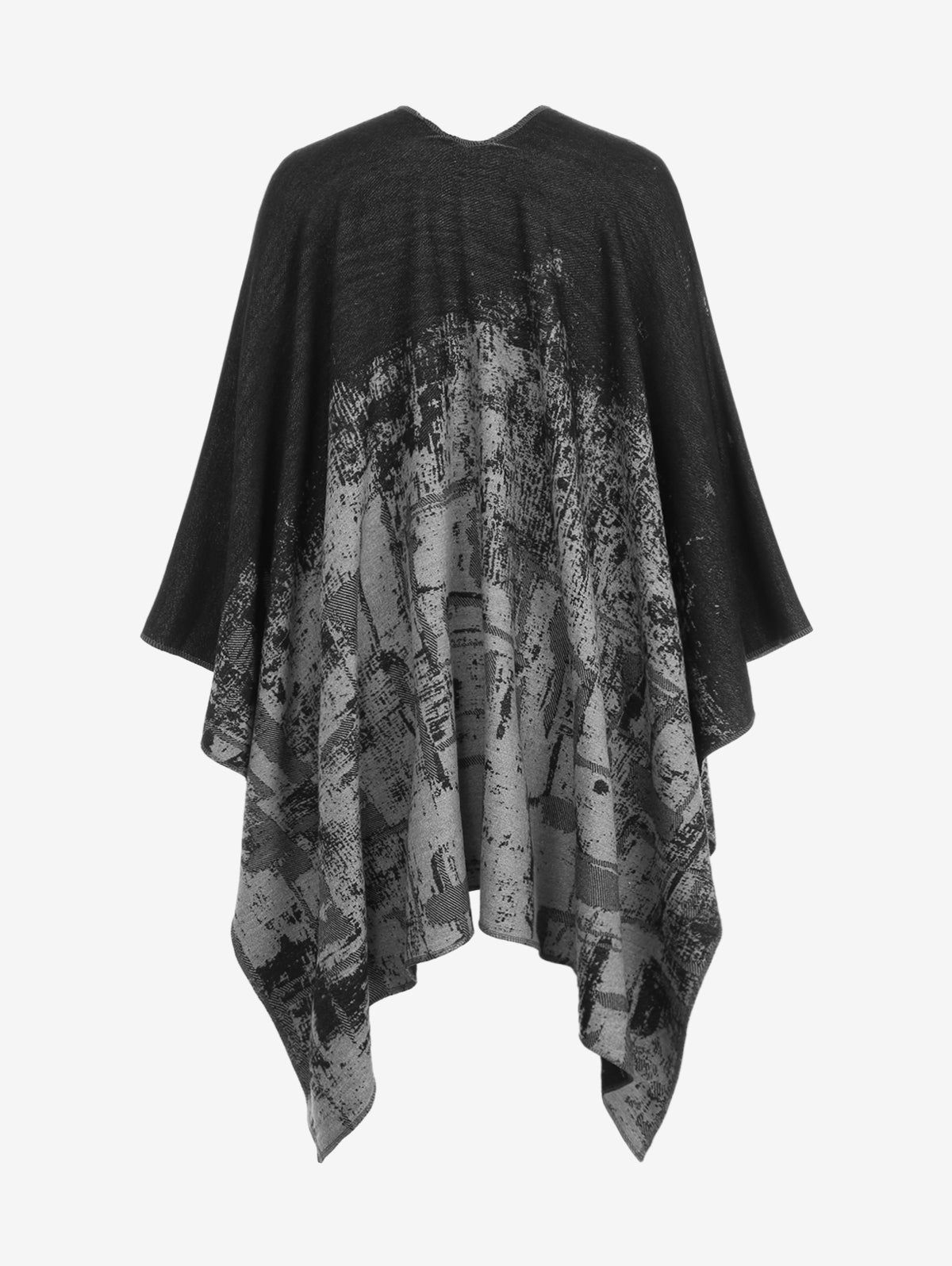 Gothic Vintage Ruined Distressed Plaid Floral Graphic Knit Asymmetric Cape