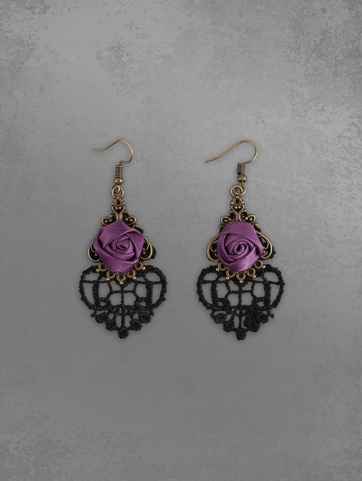 Gothic Vintage Hollow Out Lace Rose Drop Earrings