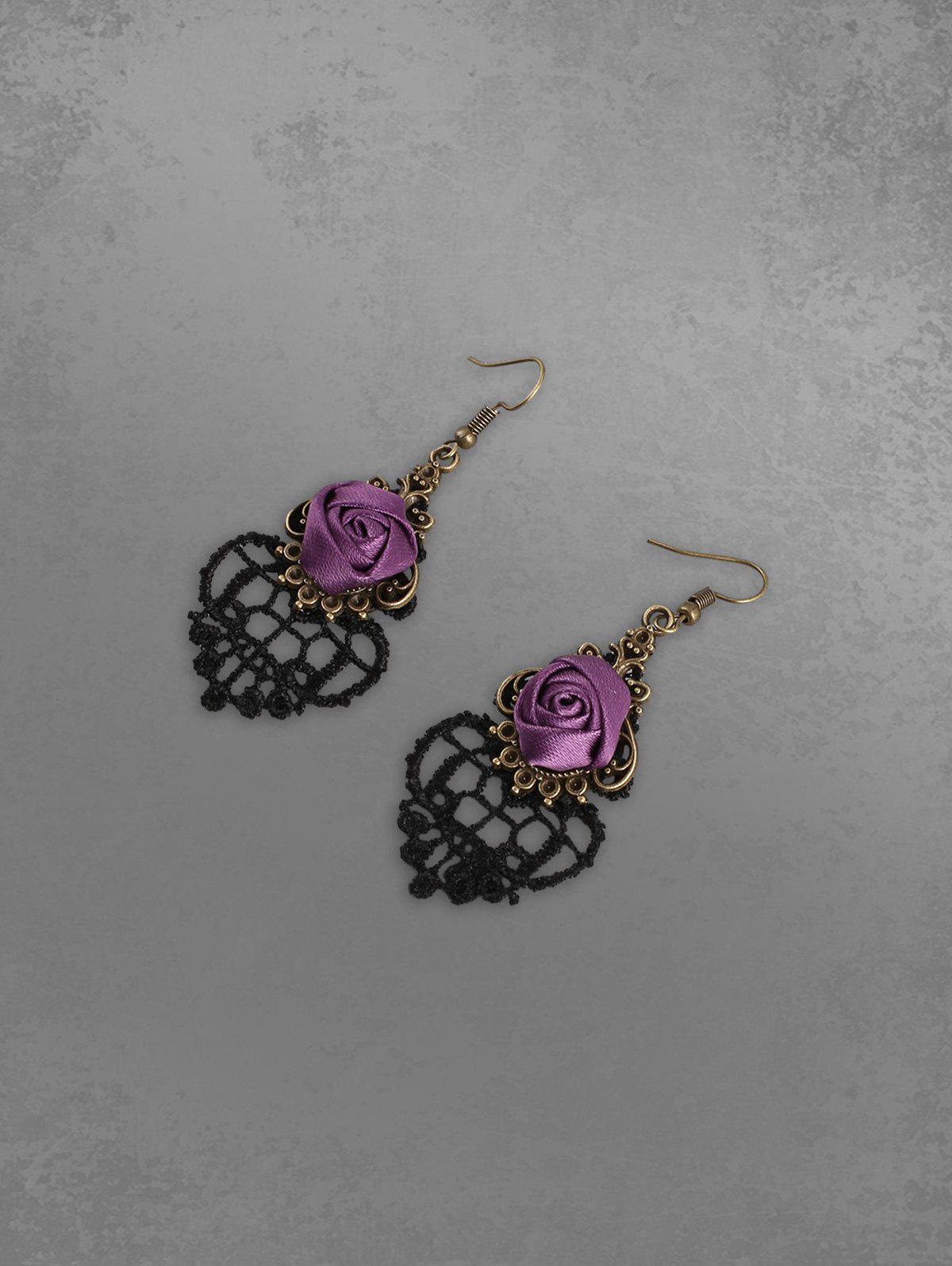 Gothic Vintage Hollow Out Lace Rose Drop Earrings