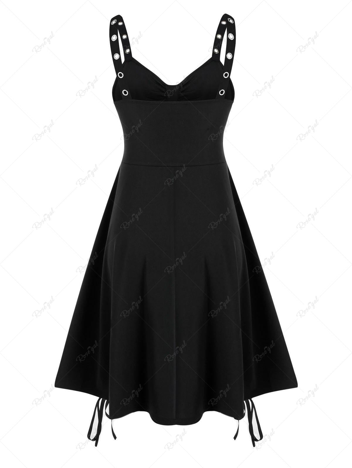 💗Erika Loves💗 Plus Size Lace Up Buckles A Line Sleeveless Gothic Dress