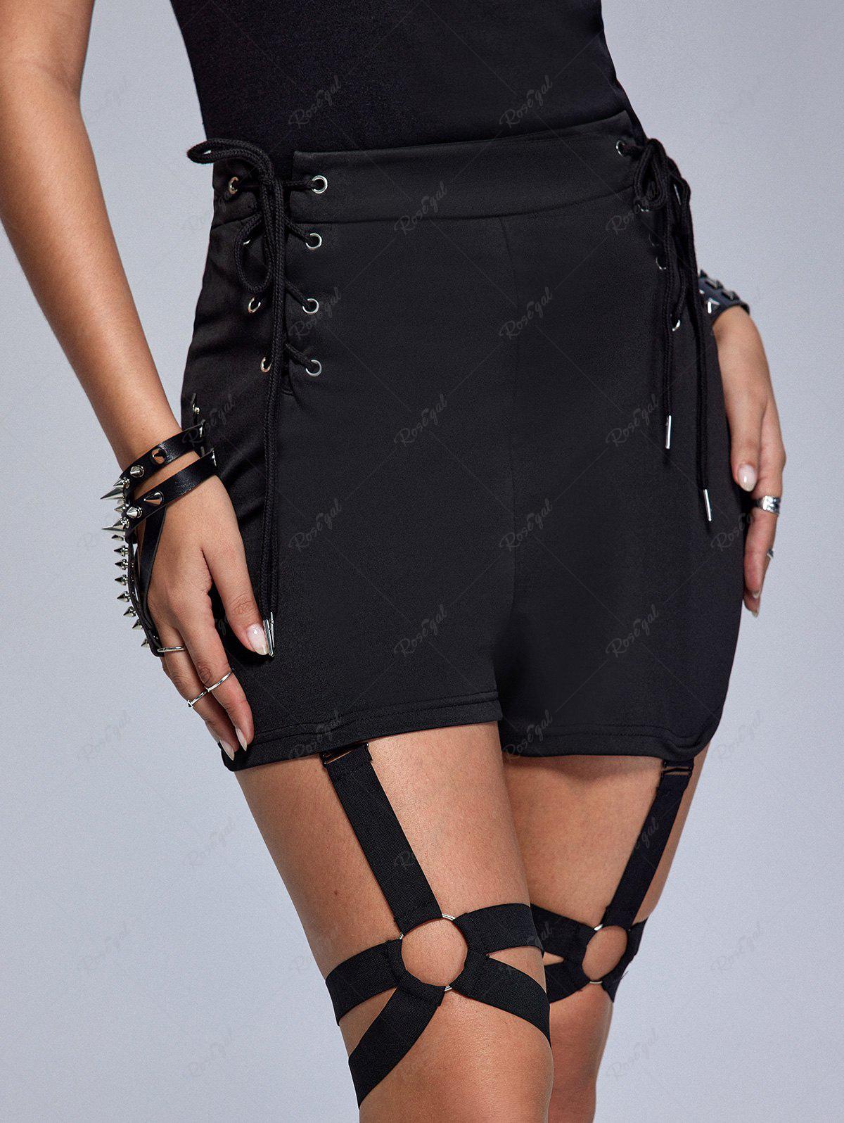 Gothic Plus Size Lace-up Rings Garter Shorts