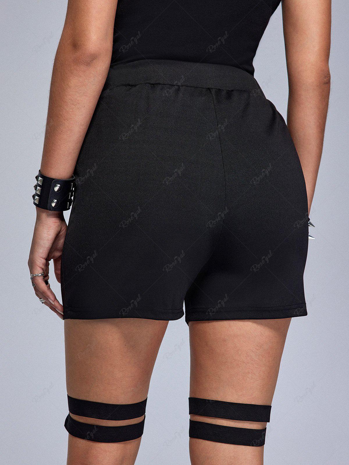 Gothic Plus Size Lace-up Rings Garter Shorts