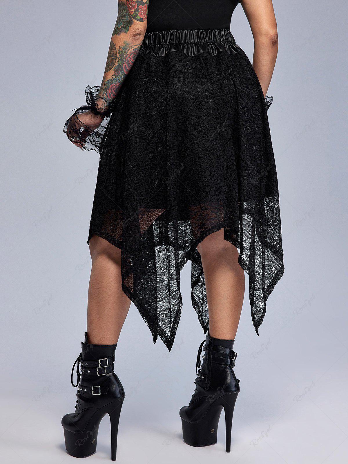 Black lace asymmetrical skirt sales