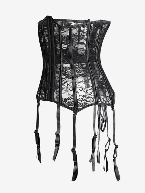 Gothic Plus Size Lace Hook and Eye Gartered Boning Corset