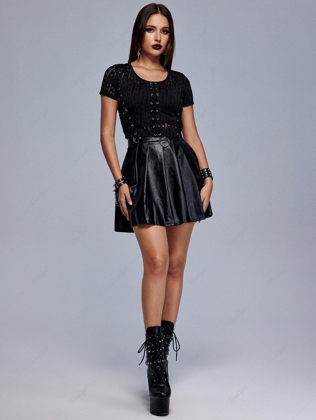 Gothic Lace-up Hollow Out Cropped Top