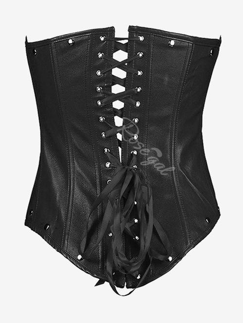 Gothic Plus Size Halter Faux Leather Studs Buckled Underbust Corset