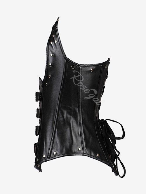 Gothic Plus Size Halter Faux Leather Studs Buckled Underbust Corset