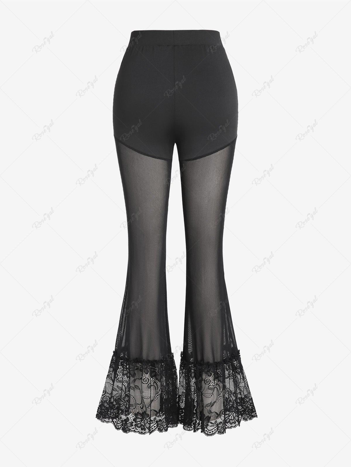 💗Johana Loves💗 Gothic See Through Mesh Panel Lace Lace-up Flare