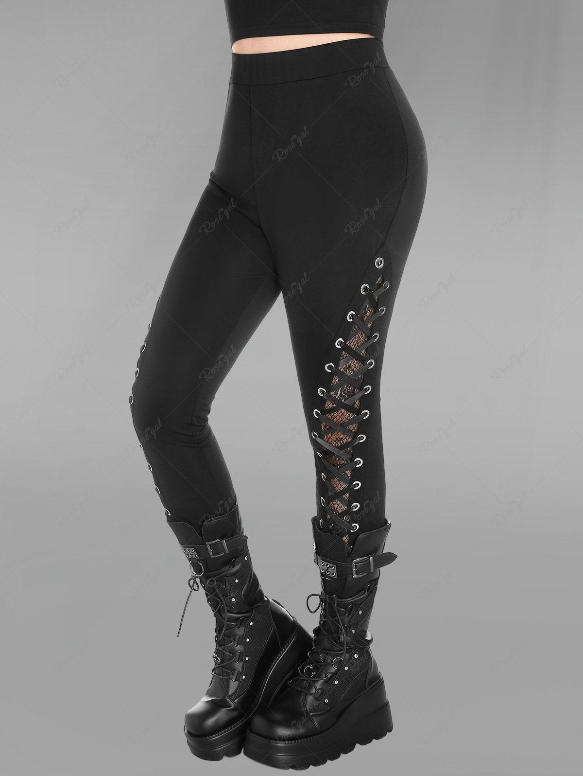 💗Avtvmnvvitch Loves💗 Gothic Lace Panel Lace-up Skinny Pull On Pants ...