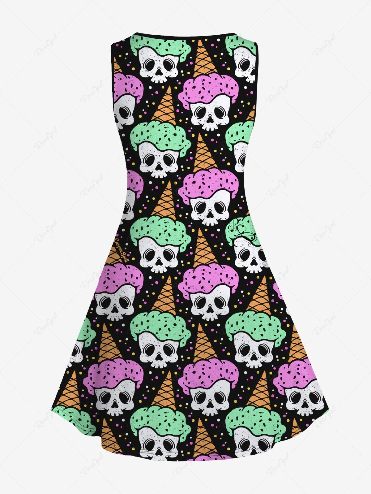 💗Lauren Loves💗Gothic Plus Size 3D Print Sleeveless A Line Dress