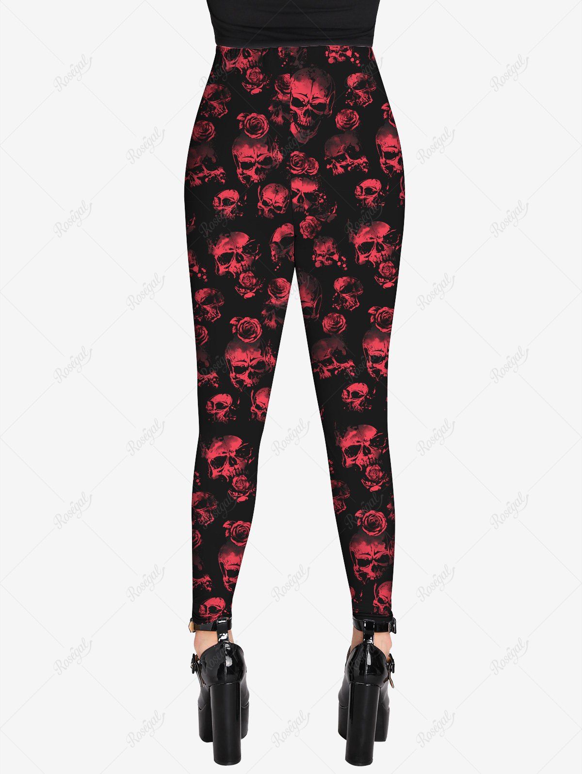 Gothic Plus Size Allover Skull Print Leggings