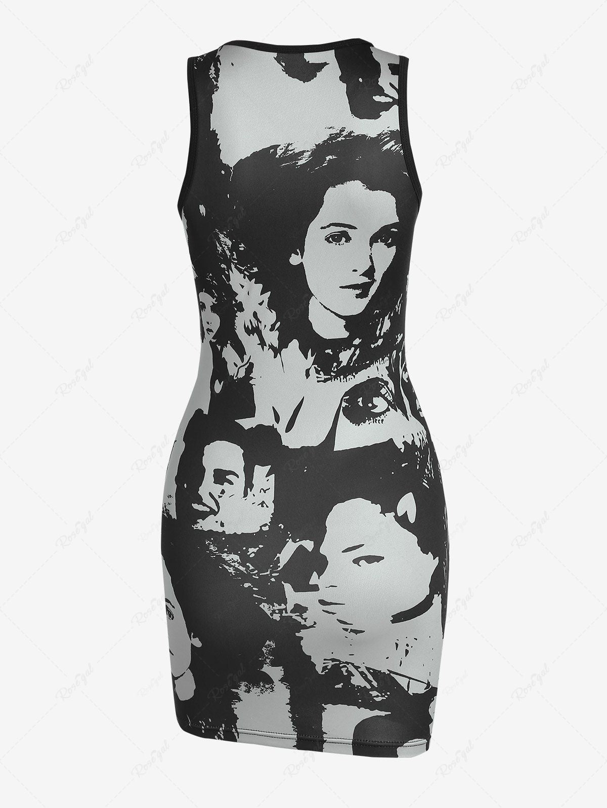 Gothic Figure Printed Slinky Mini Tank Dress