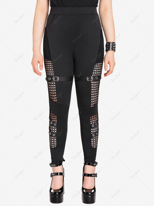 VELVET STRAPS LEGGINGS Black gothic leggings, nugoth (43 CAD) ❤ liked on  Polyvore featuring pants, leggings, …