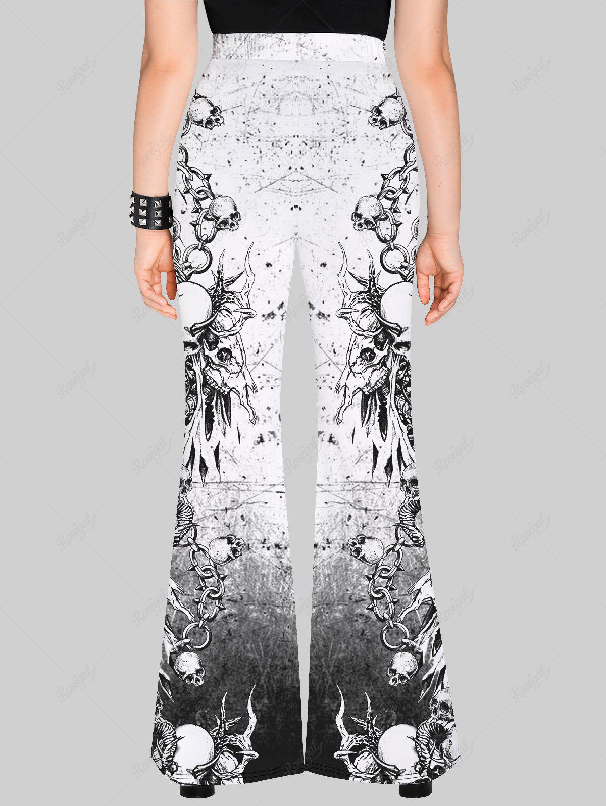 Gothic Plus Size Skulls Print Flare Pants