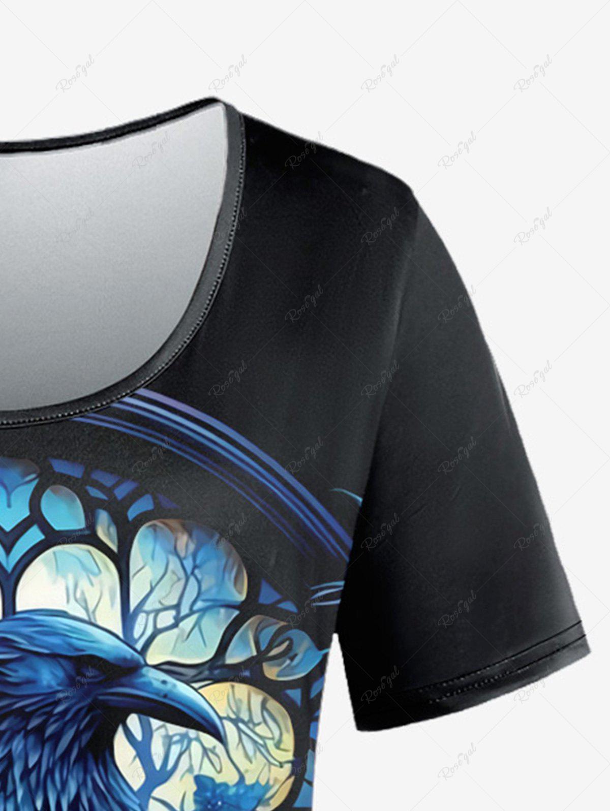 Gothic Eagle Tree Feather Print Short Sleeves T-shirt