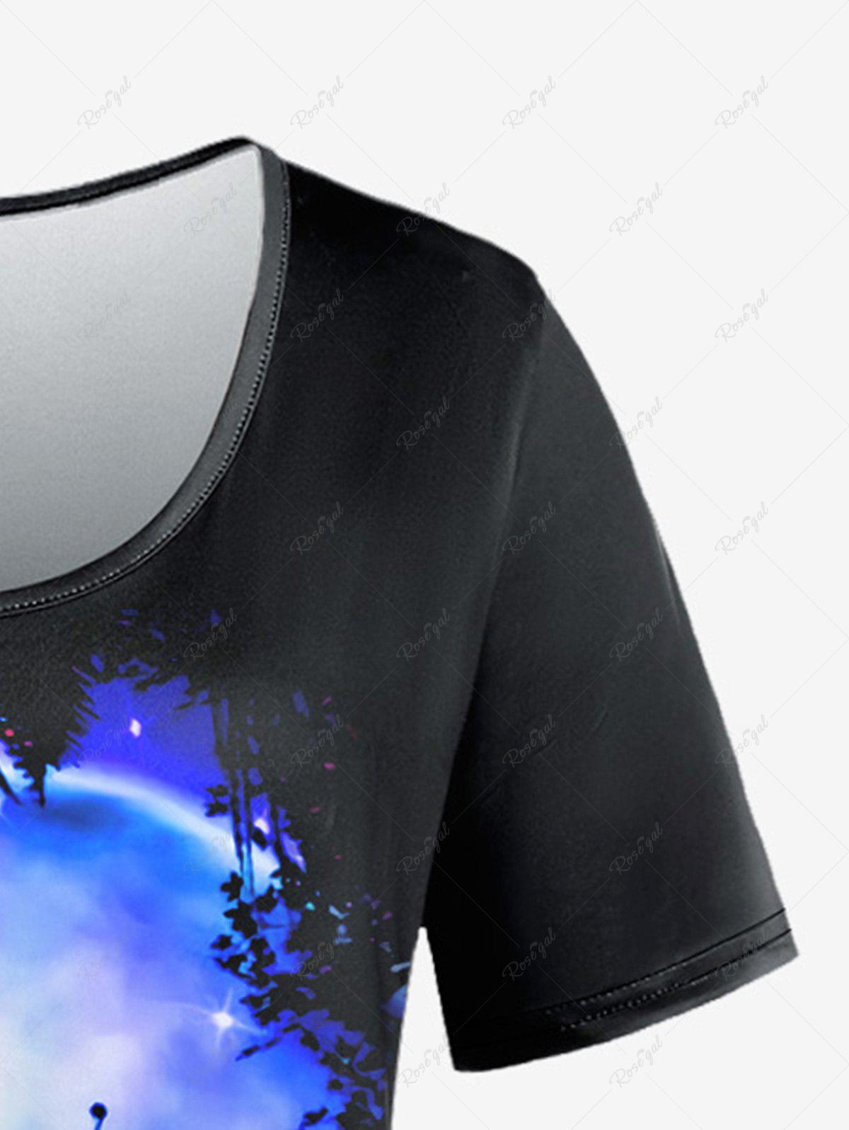 Gothic Plus Size Galaxy Unicorn Glitter Print T-shirt