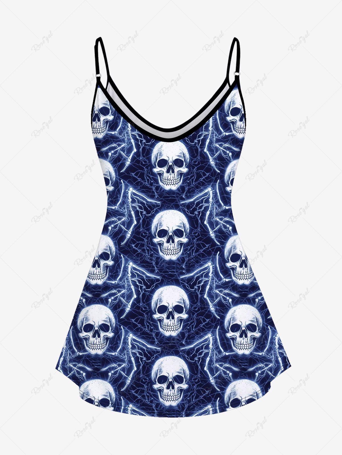 Gothic Plus Size Skulls Printed Cami Top (Adjustable Shoulder Strap)