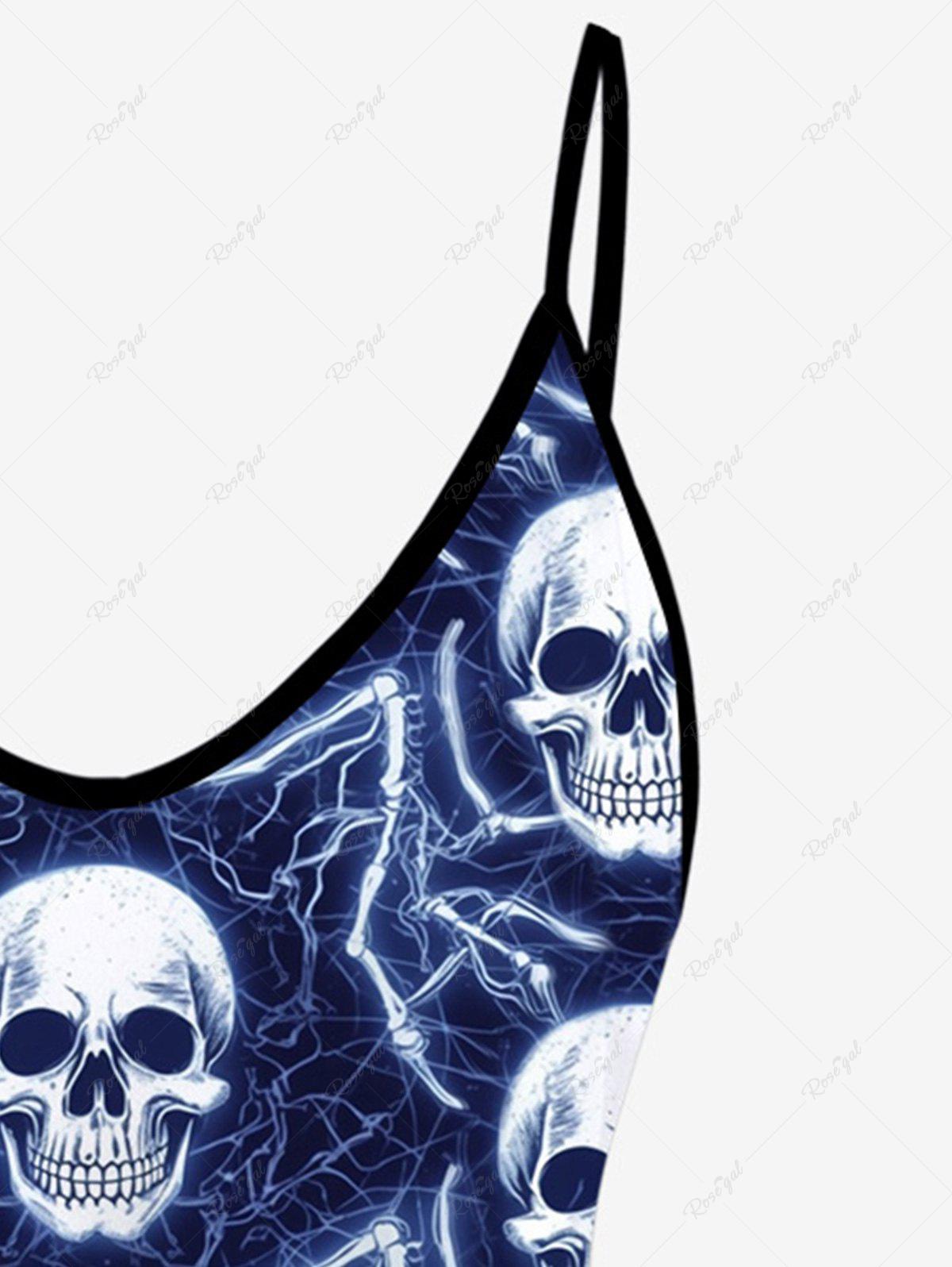 Gothic Plus Size Skulls Printed Cami Top (Adjustable Shoulder Strap)