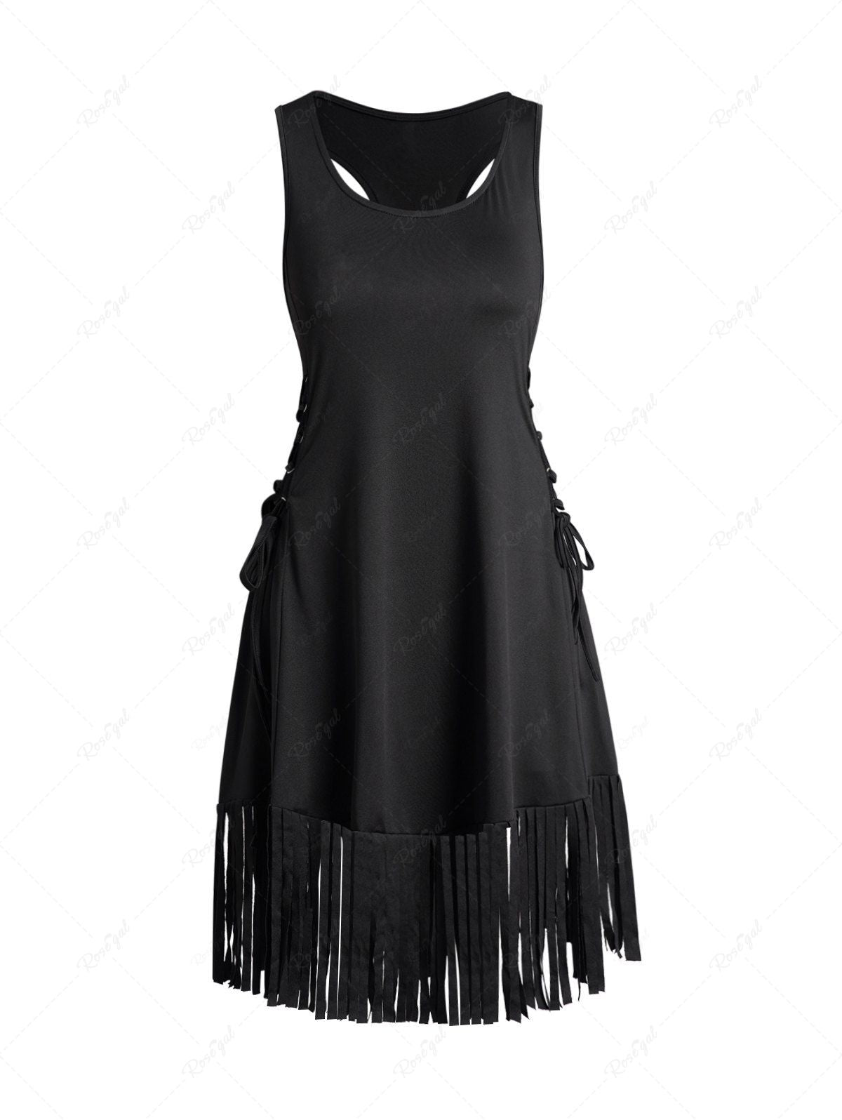 💗Erika Loves💗 Plus Size Lace Up Buckles A Line Sleeveless Gothic Dress