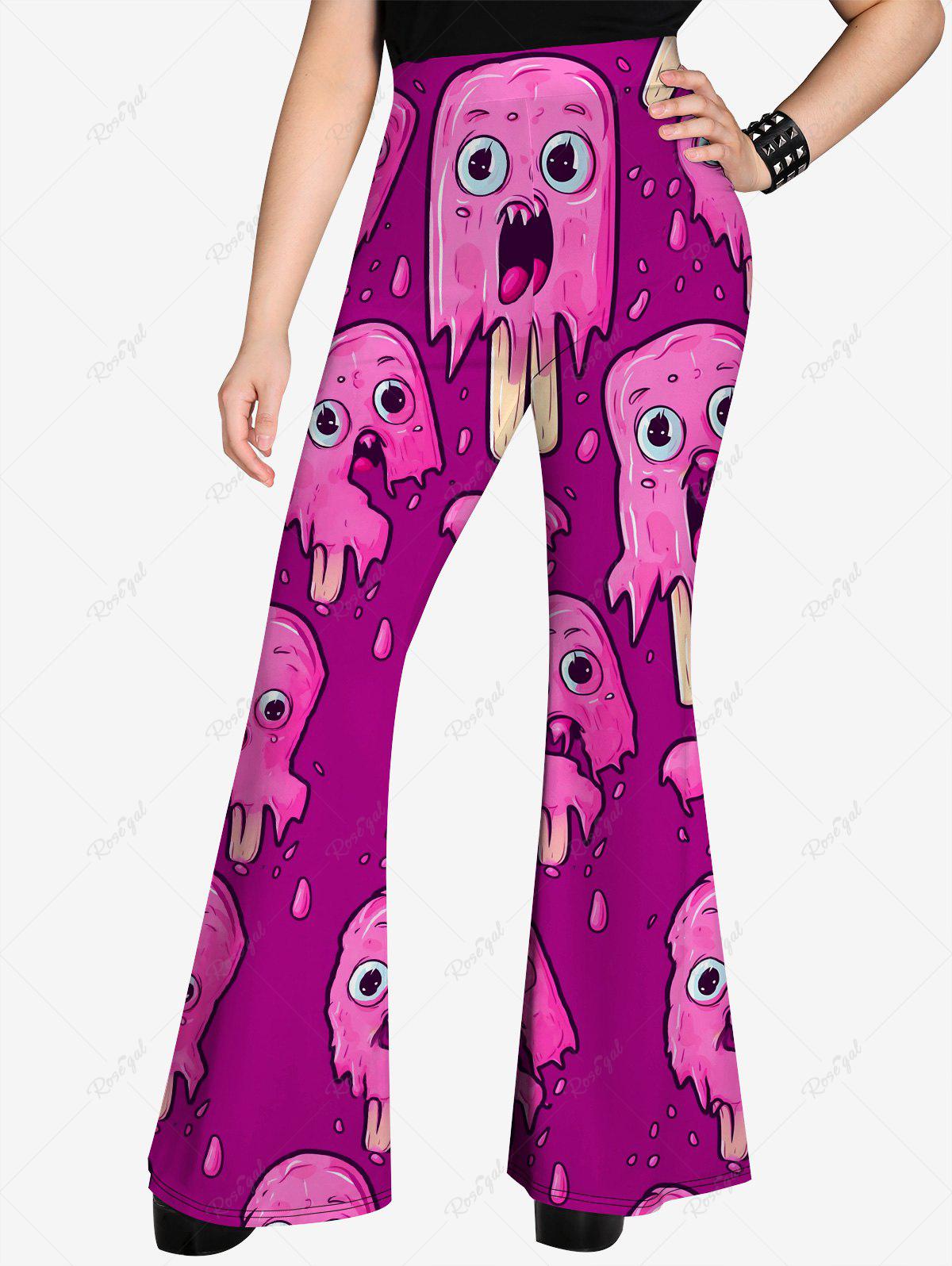 Gothic Plus Size Cartoon Cute Ice Cream Print Flare Pants