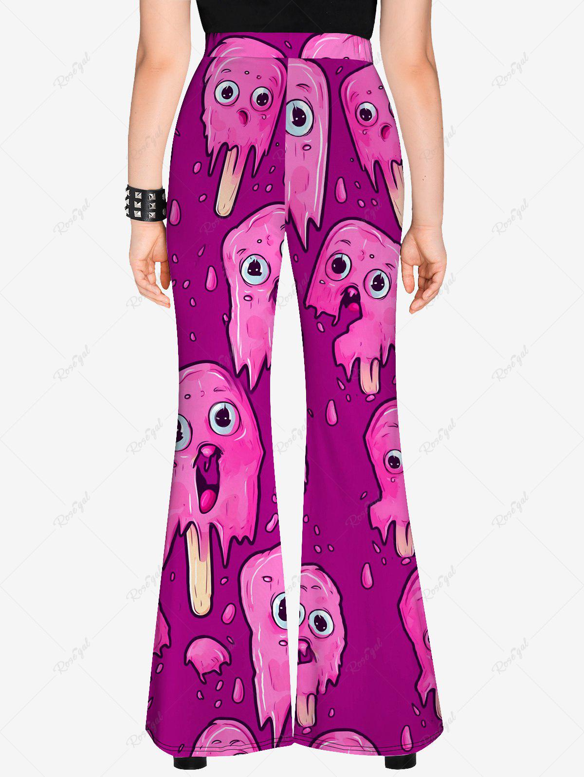 Gothic Plus Size Cartoon Cute Ice Cream Print Flare Pants