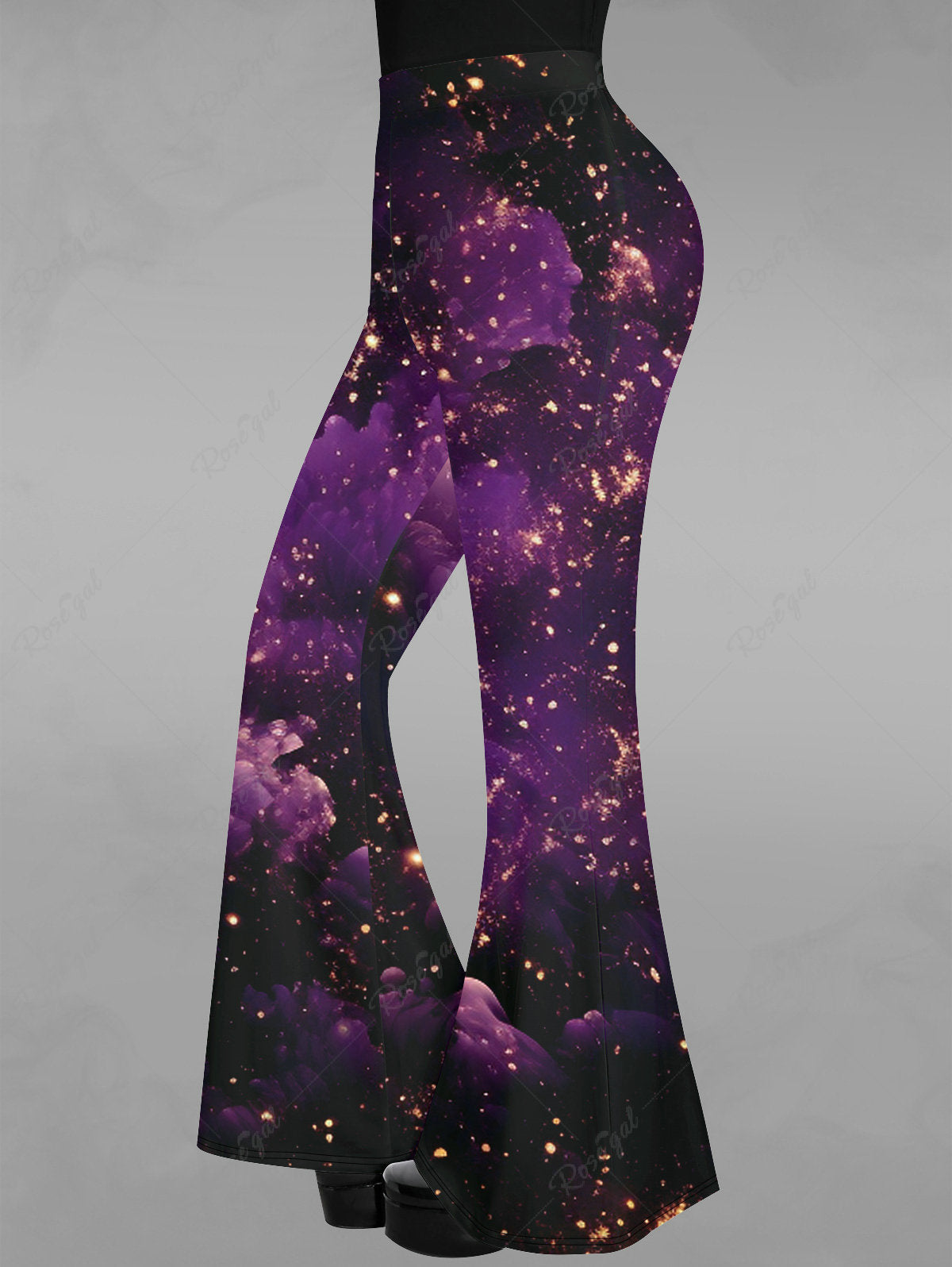 Gothic Cloud Glitter Sparkling Print Flare Pants