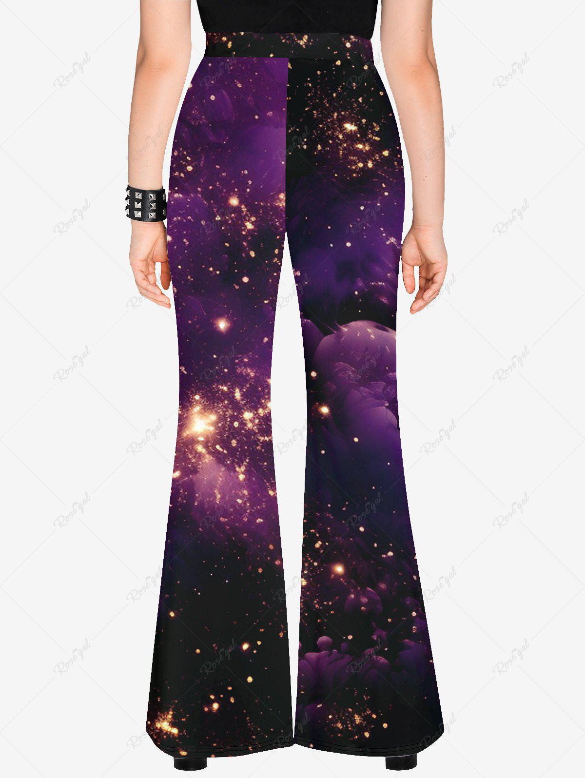 Gothic Cloud Glitter Sparkling Print Flare Pants