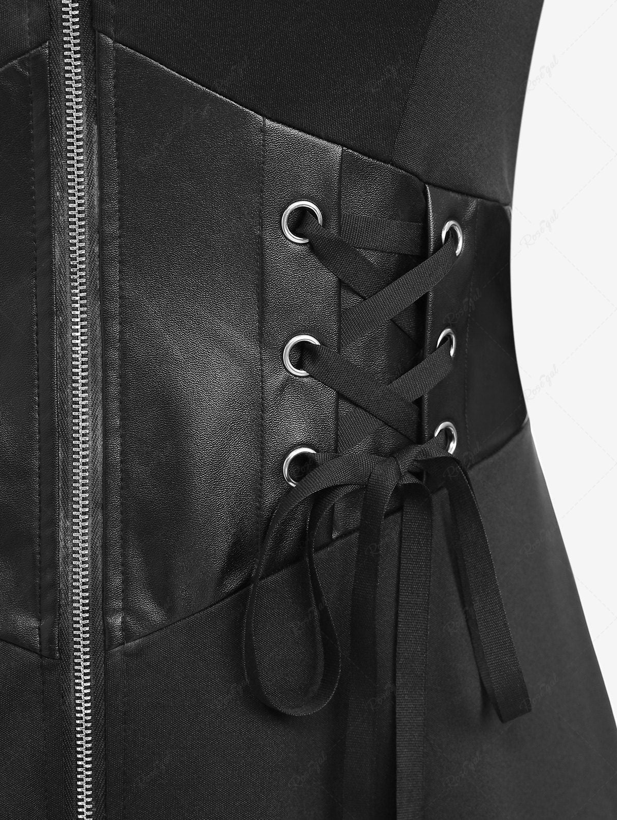 1x Gothic Dark Lace Up Female Waist Corset Belt Wide PU Leather