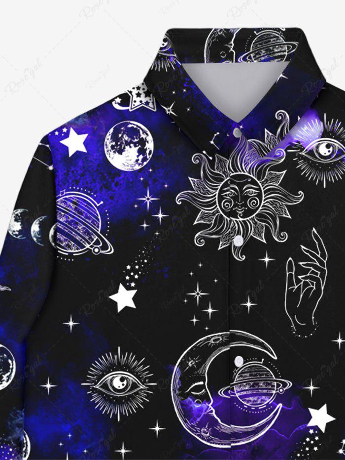 galaxy print button down shirt