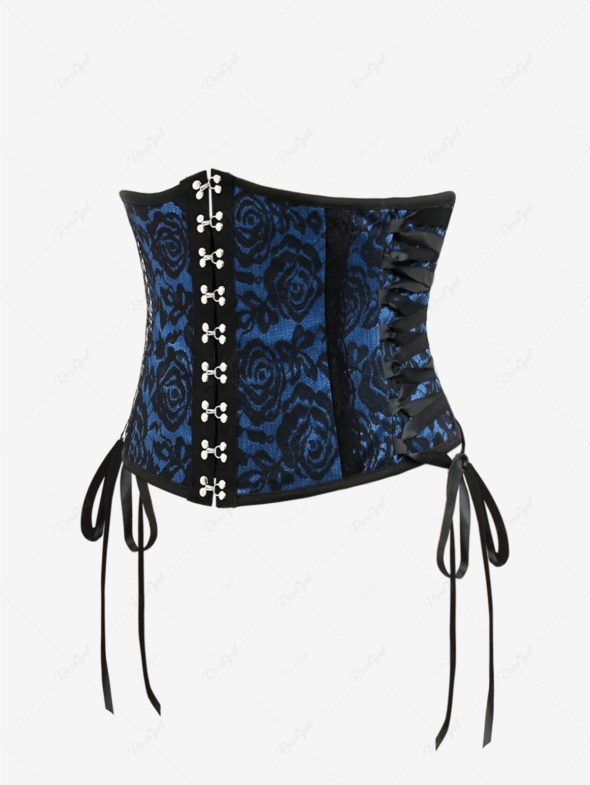 Gothic Floral Panel Lace Up Hook and Eye Underbust Corset