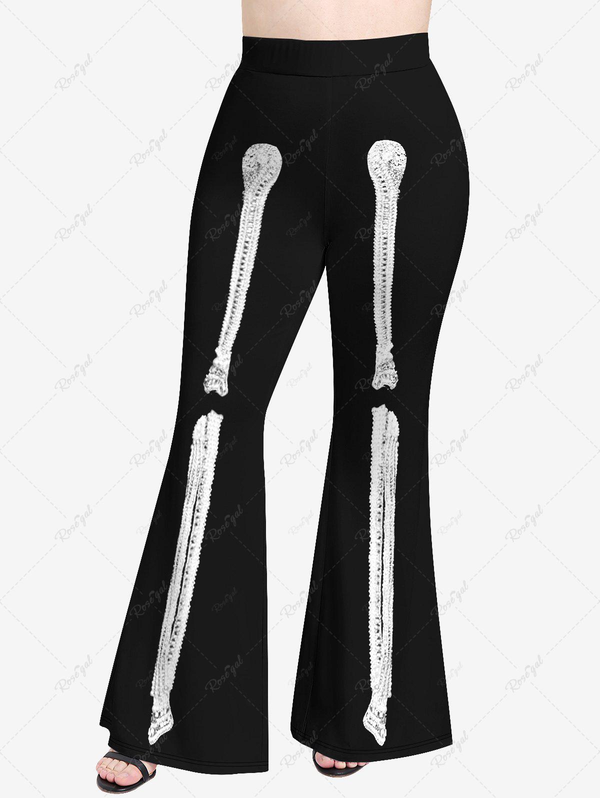 Gothic Plus Size 3D Skeleton Print Halloween Flare Pants