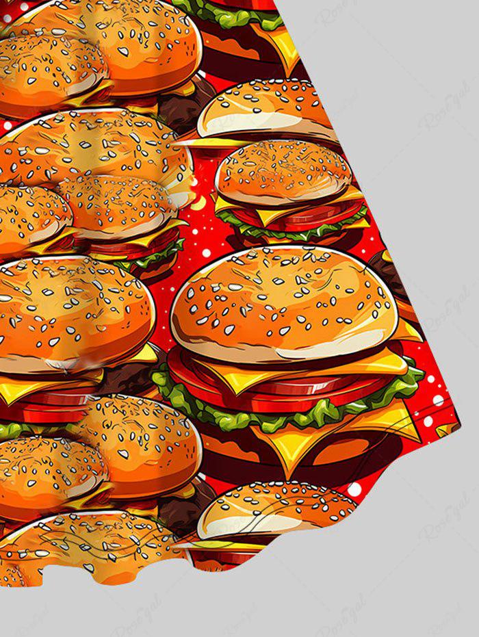 Gothic Plus Size Hamburger Print Striped Tank Dress