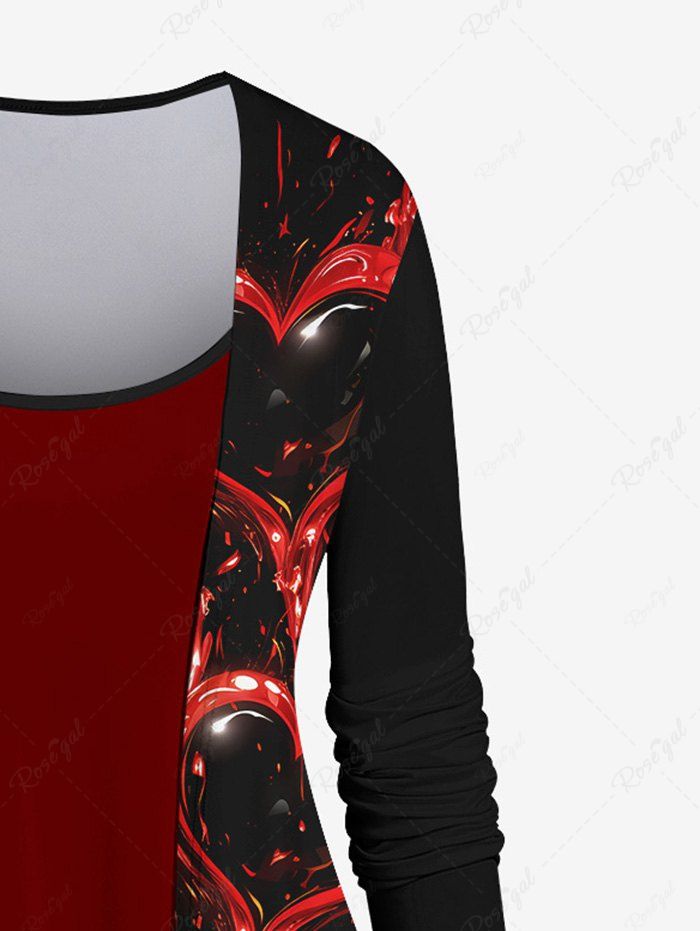 Gothic Plus Size Skull Wings Bow and Arrow Blood Heart Print 2 In 1 Top