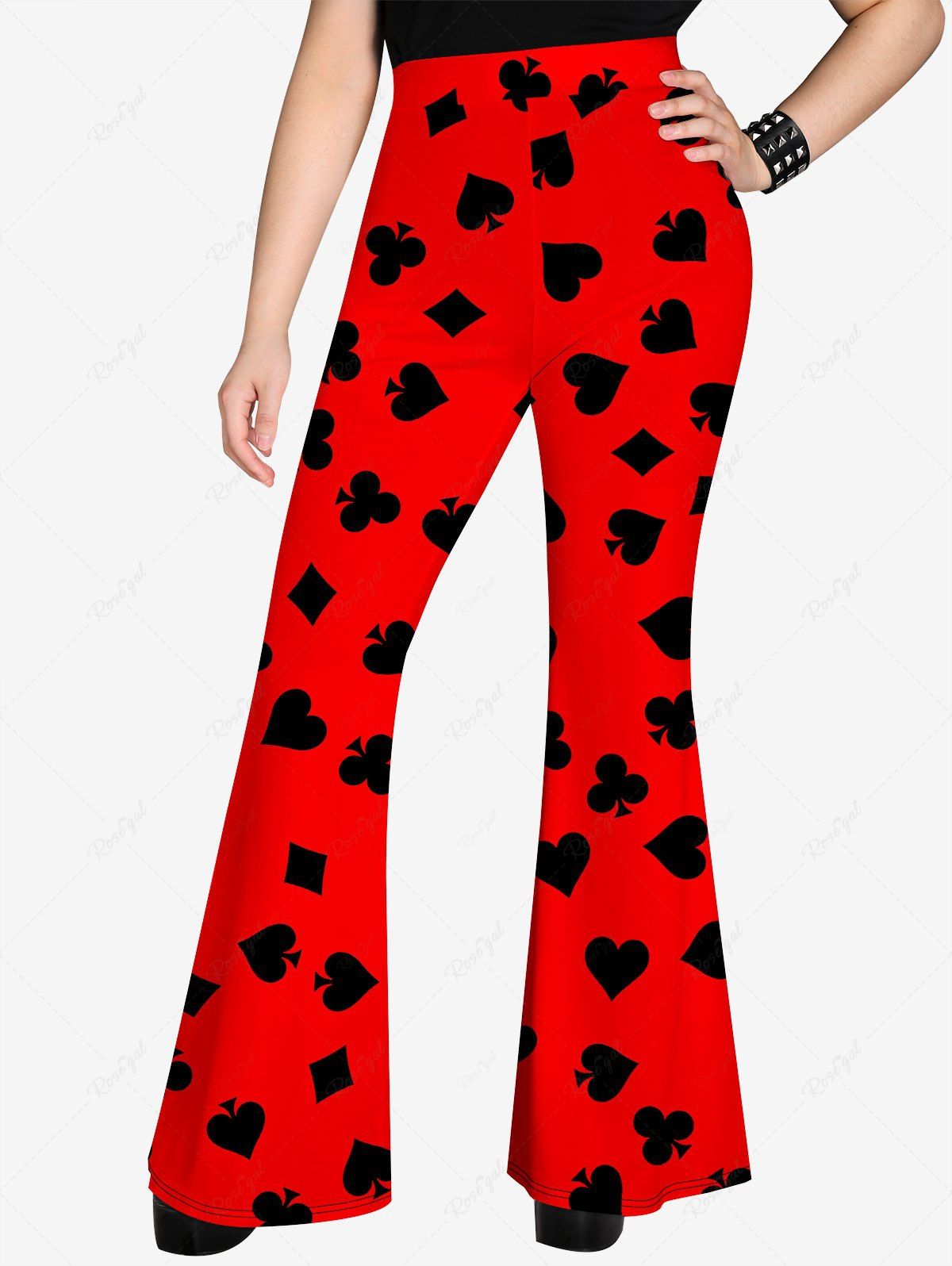 Gothic Plus Size Poker Graphic Print Flare Pants