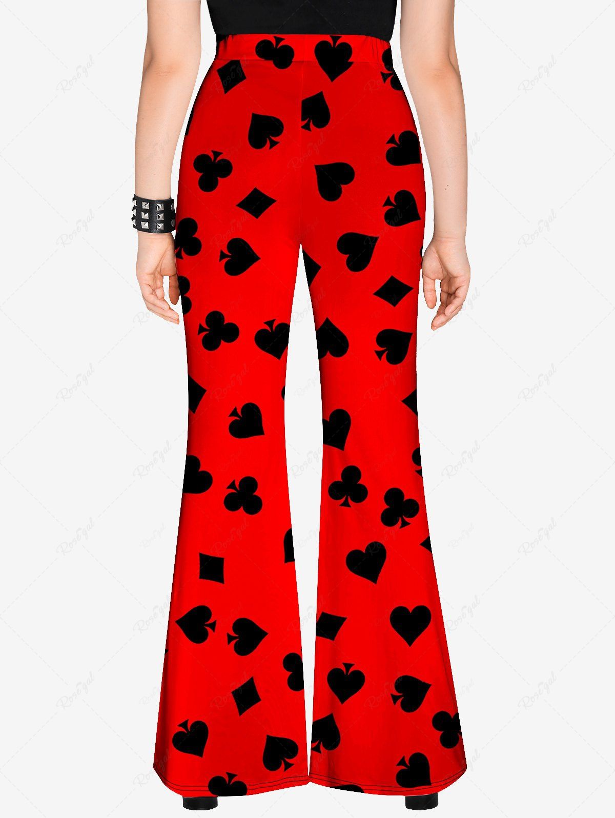 Gothic Plus Size Poker Graphic Print Flare Pants