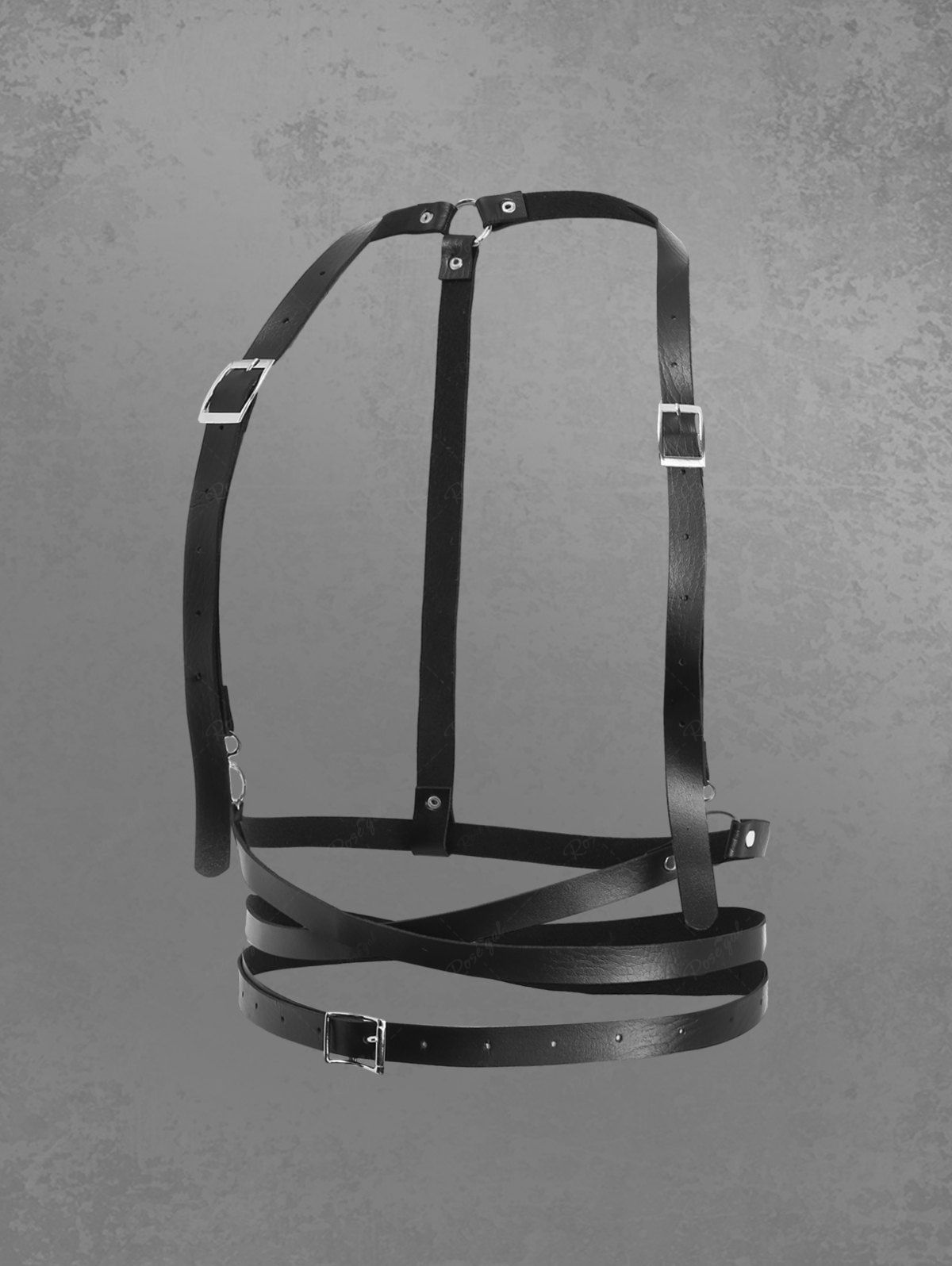 Gothic Punk PU Panel O-Ring Buckle Crisscross Belt