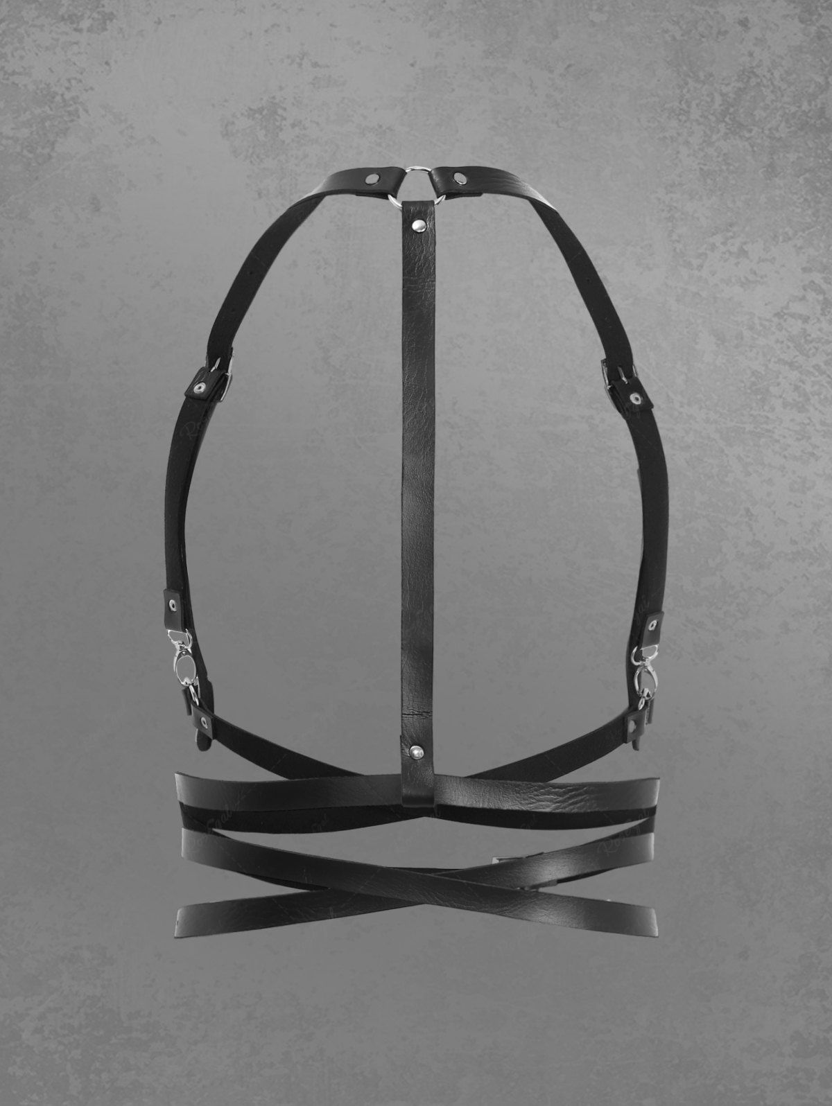 Gothic Punk PU Panel O-Ring Buckle Crisscross Belt
