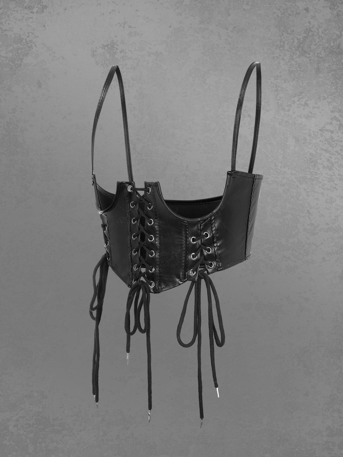 Gothic Punk PU Panel Lace Up Underbust Corset Belt
