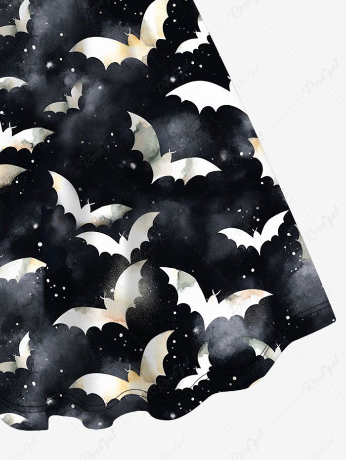 Gothic 3D Bat Galaxy Star Print Halloween Tank Dress