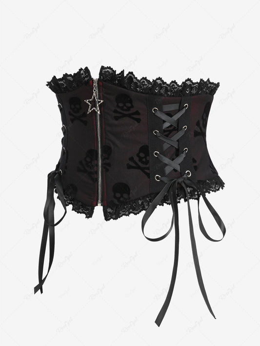 Gothic Punk PU Panel Lace Up Underbust Corset Belt – Rgothic