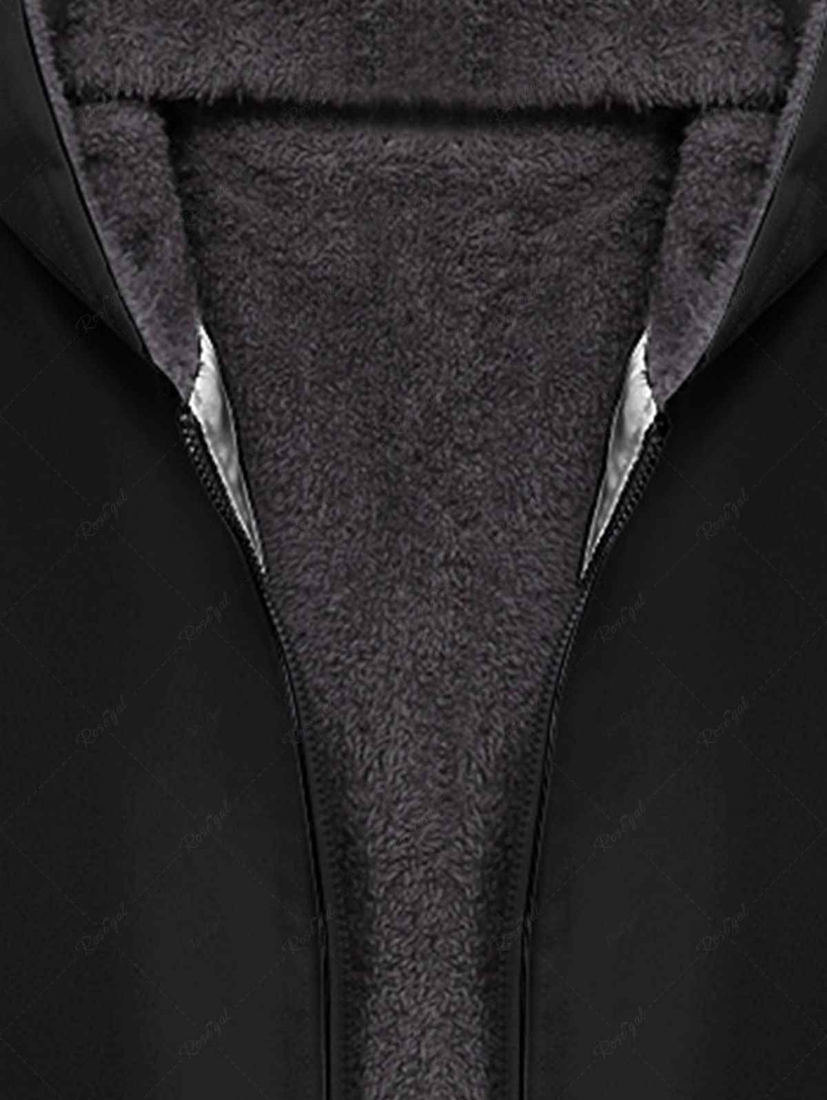Gothic Full Zipper Pockets Plain Solid Fleece Lining Hoodie For Men