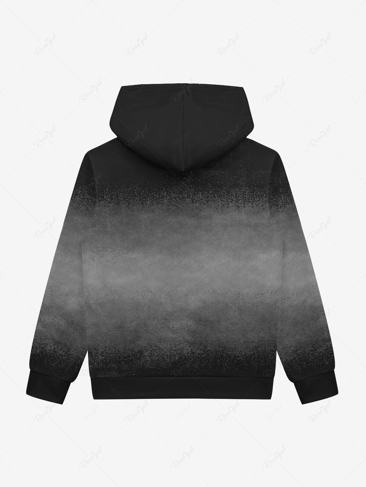 Gothic Layered Ombre Print Full Zipper Pockets Fleece Lining Hoodie For Men