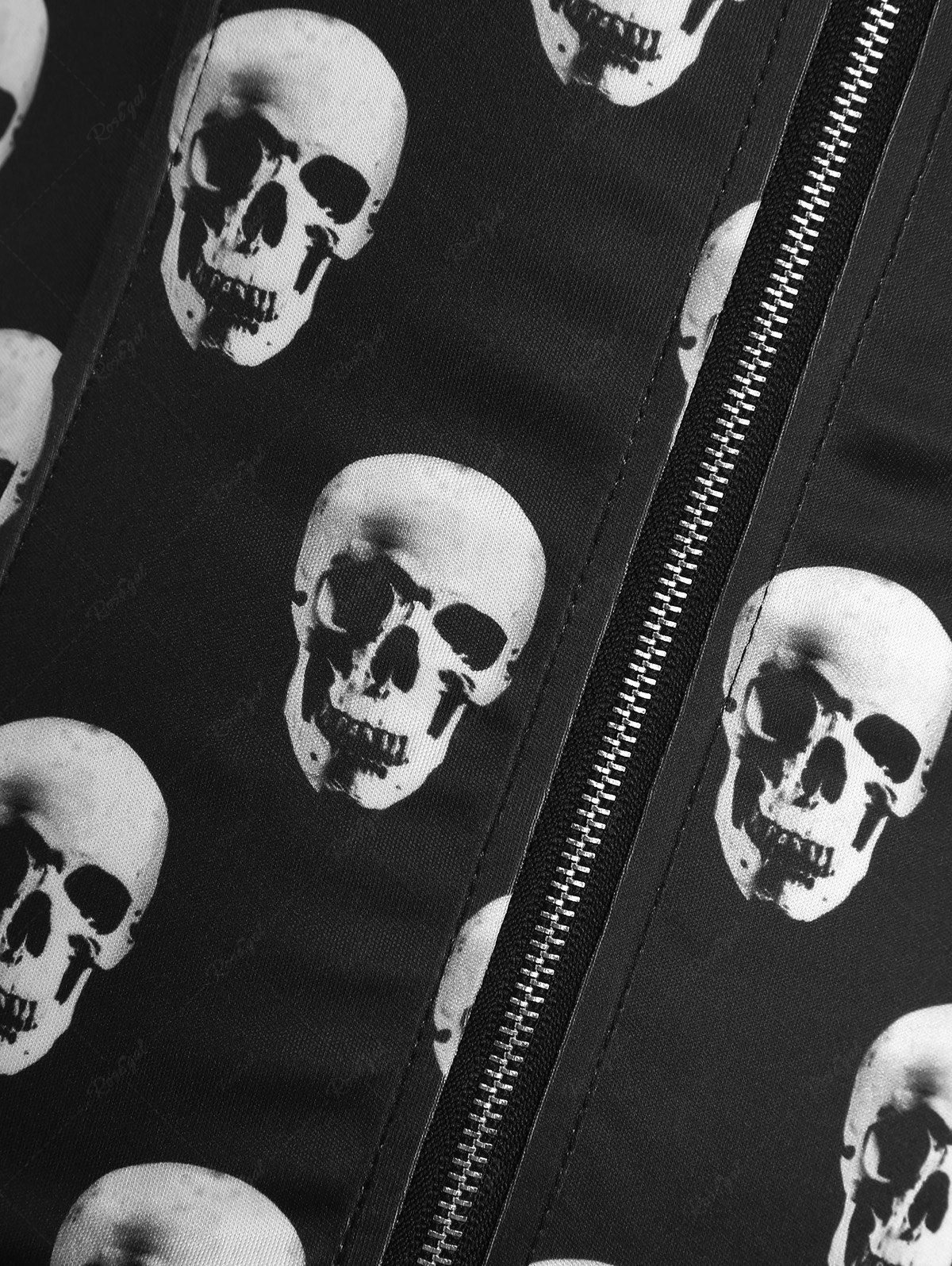 Plus Size Skulls Print Zipper Lace Up Corset – Rgothic