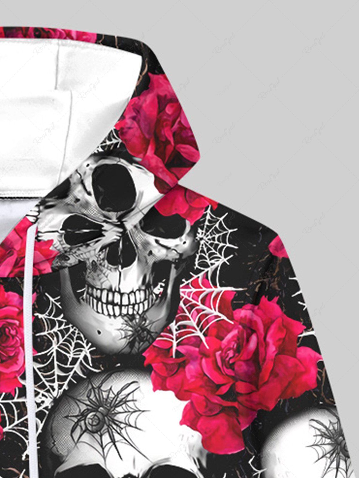 Guys rose discount print drawstring hoodie