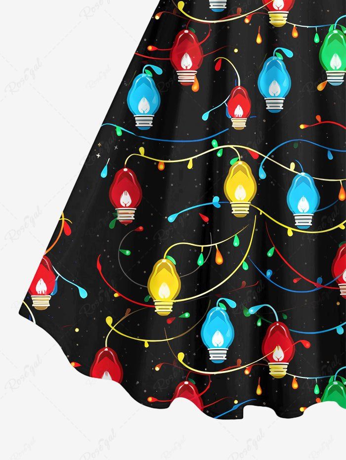 Gothic Plus Size Colorful Christmas Light Galaxy Print A Line Tank Dress