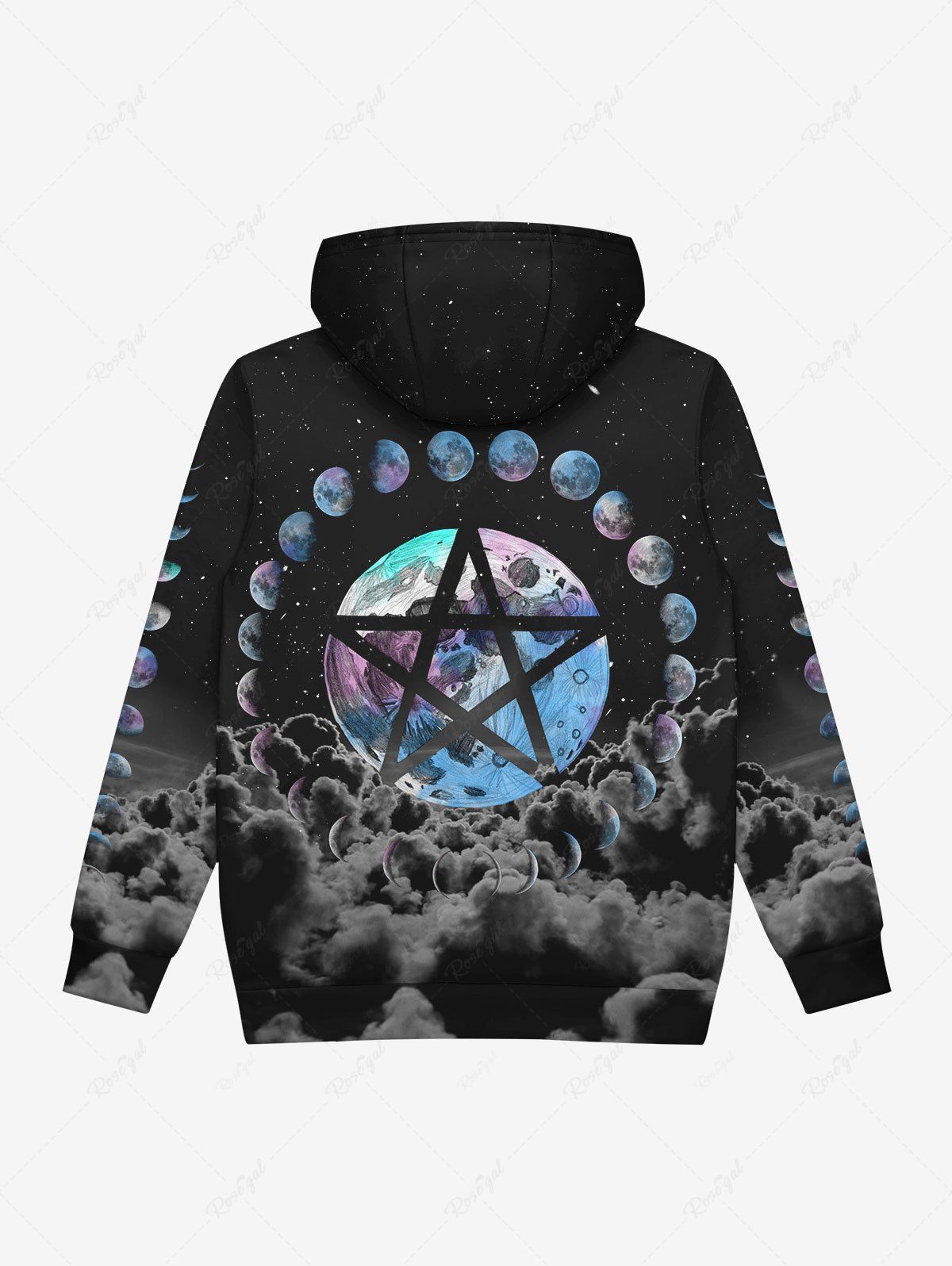 Guys galaxy print cheap drawstring hooded sweatshirt