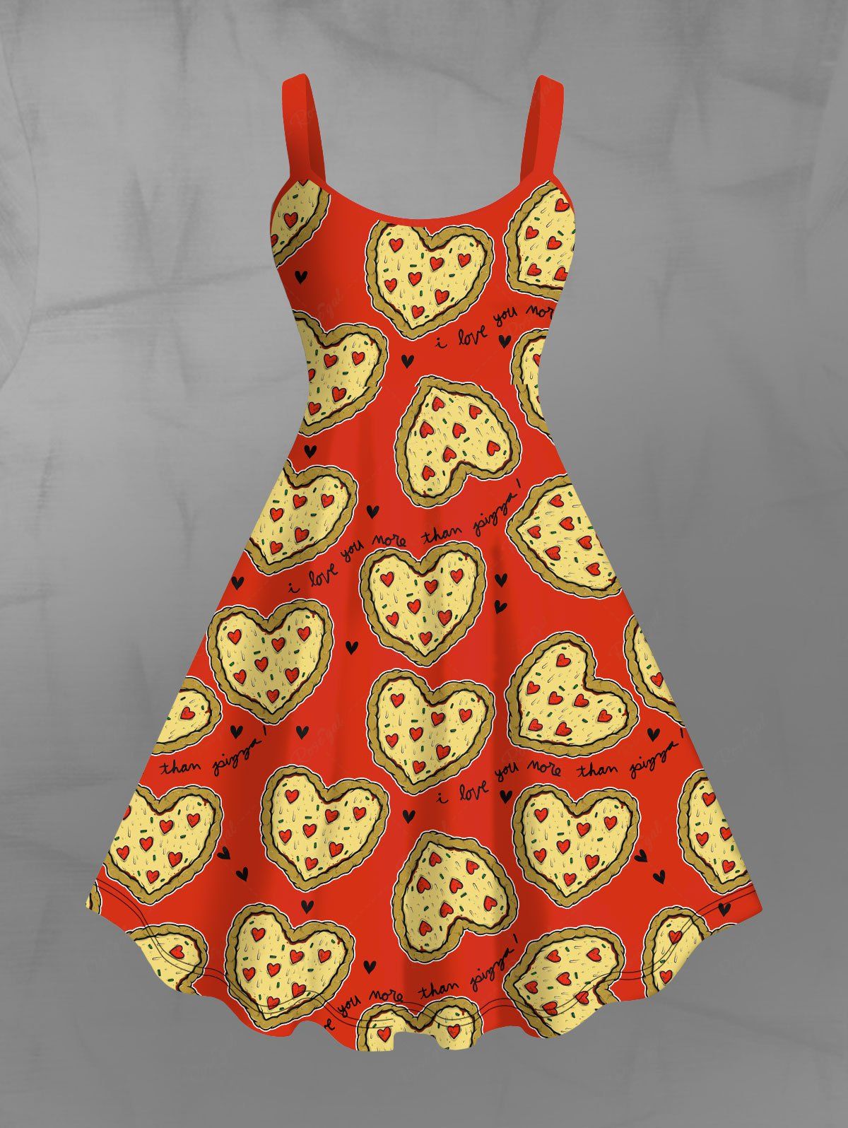 Gothic Plus Size Heart Pizza Letters Print A Line Tank Dress