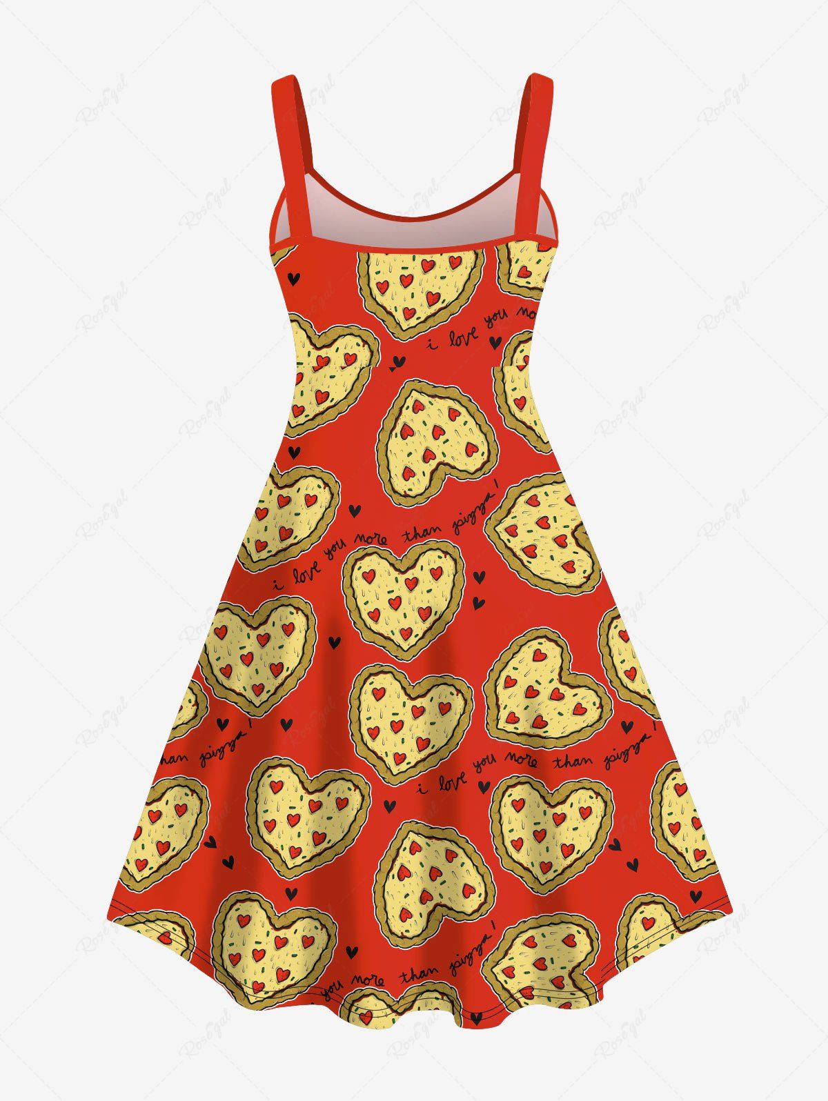 Gothic Plus Size Heart Pizza Letters Print A Line Tank Dress